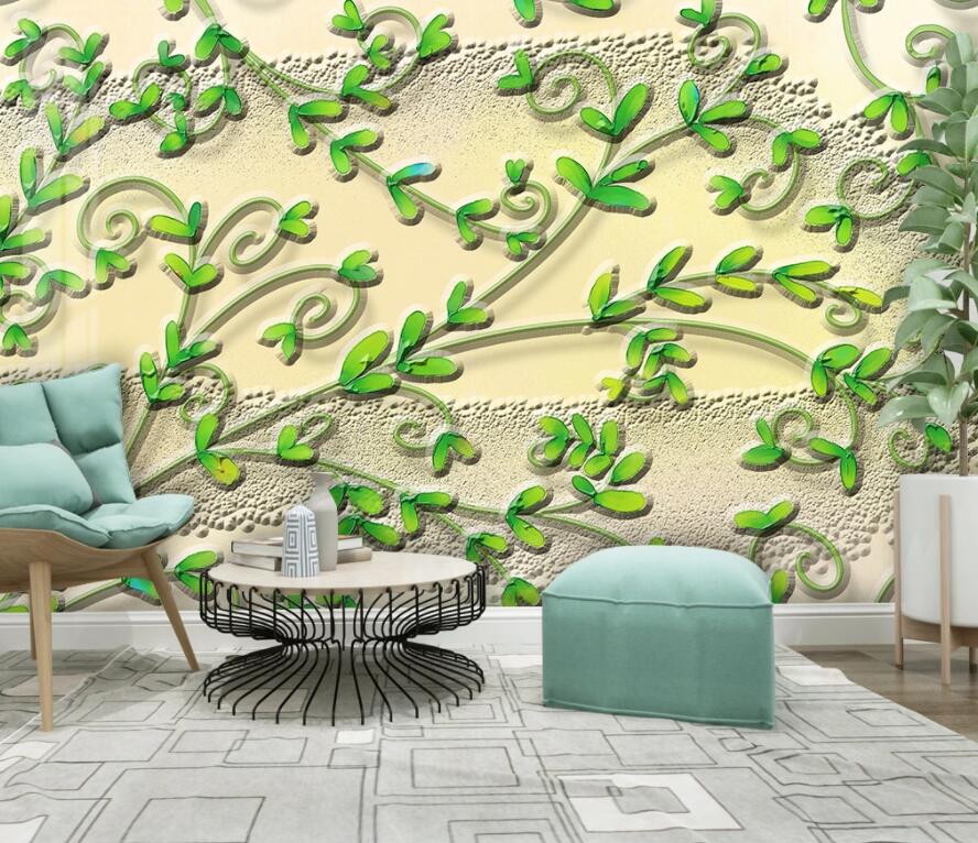 3D Green Leaf 2022 Wall Murals Wallpaper AJ Wallpaper 2 