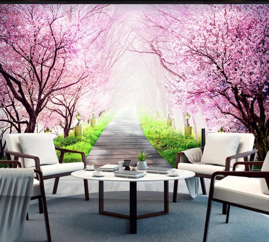 3D Tree-lined Road 1598 Wall Murals Wallpaper AJ Wallpaper 2 