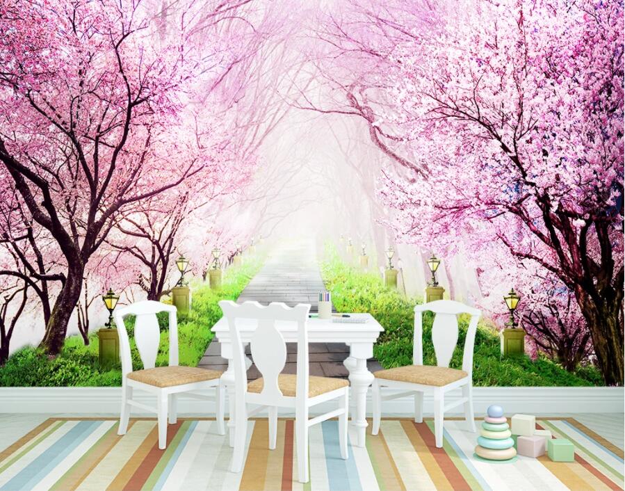 3D Tree-lined Road 1598 Wall Murals Wallpaper AJ Wallpaper 2 