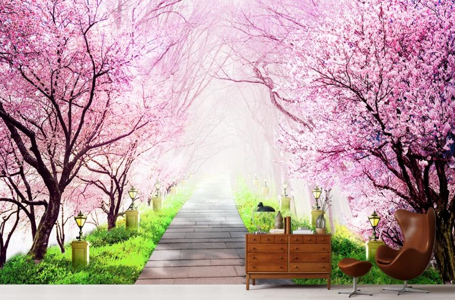 3D Tree-lined Road 1598 Wall Murals Wallpaper AJ Wallpaper 2 