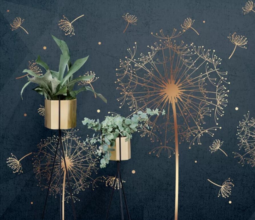 3D Golden Dandelion 1750 Wall Murals Wallpaper AJ Wallpaper 2 