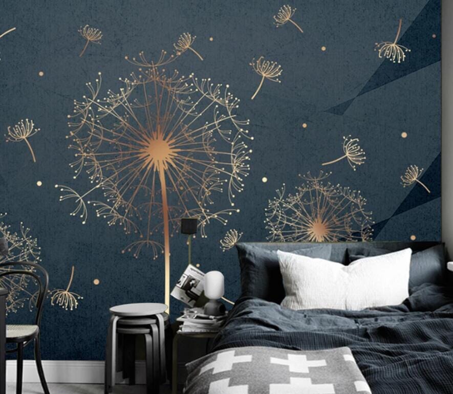 3D Golden Dandelion 2753 Wall Murals Wallpaper AJ Wallpaper 2 