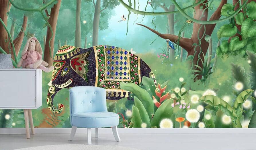 3D Forest Elephant 2402 Wall Murals Wallpaper AJ Wallpaper 2 