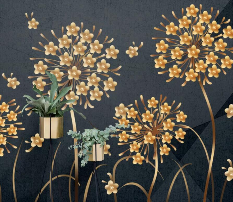 3D Golden Dandelion 1910 Wall Murals Wallpaper AJ Wallpaper 2 