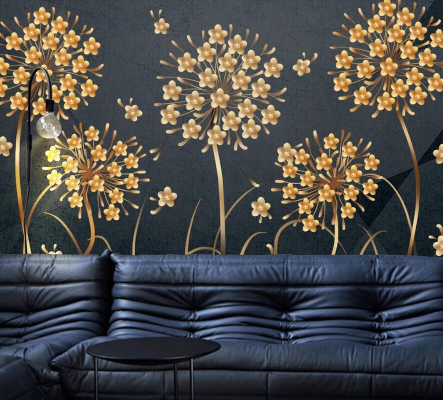 3D Golden Dandelion 1910 Wall Murals Wallpaper AJ Wallpaper 2 