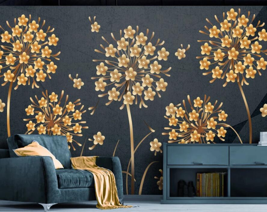 3D Golden Dandelion 1910 Wall Murals Wallpaper AJ Wallpaper 2 