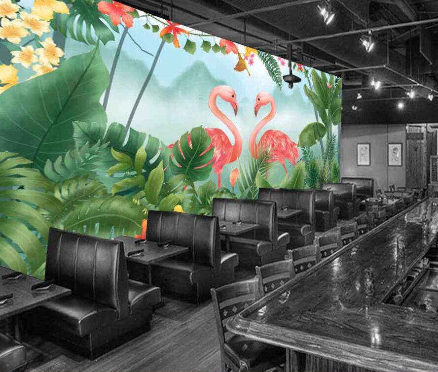 3D Pink Flamingo 1336 Wall Murals Wallpaper AJ Wallpaper 2 