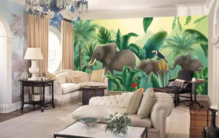 3D Jungle Elephant 1431 Wall Murals Wallpaper AJ Wallpaper 2 