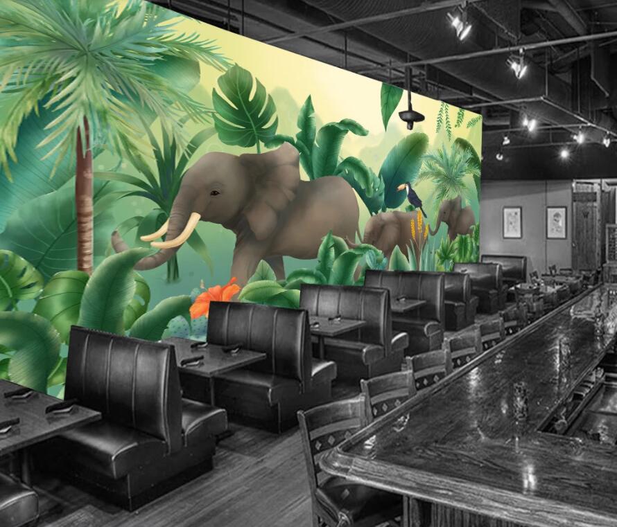 3D Jungle Elephant 1431 Wall Murals Wallpaper AJ Wallpaper 2 