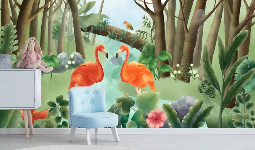 3D Pink Flamingo 1432 Wall Murals Wallpaper AJ Wallpaper 2 