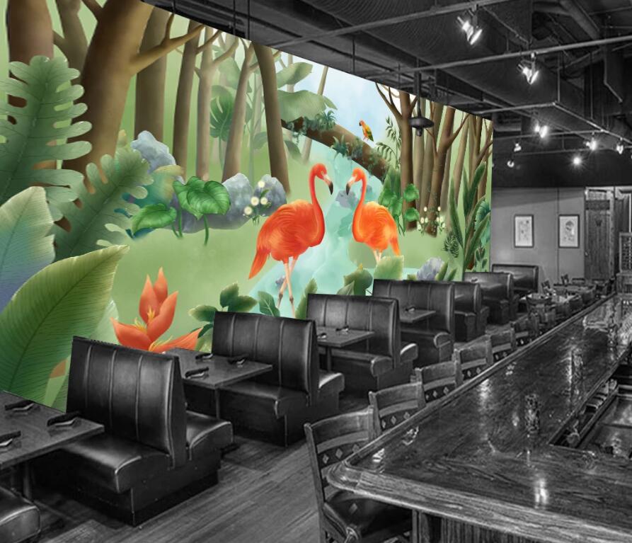 3D Pink Flamingo 1432 Wall Murals Wallpaper AJ Wallpaper 2 