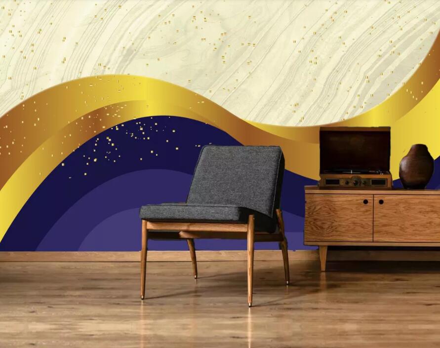 3D Golden Wave 1906 Wall Murals Wallpaper AJ Wallpaper 2 