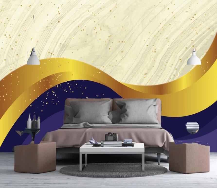 3D Golden Wave 1906 Wall Murals Wallpaper AJ Wallpaper 2 