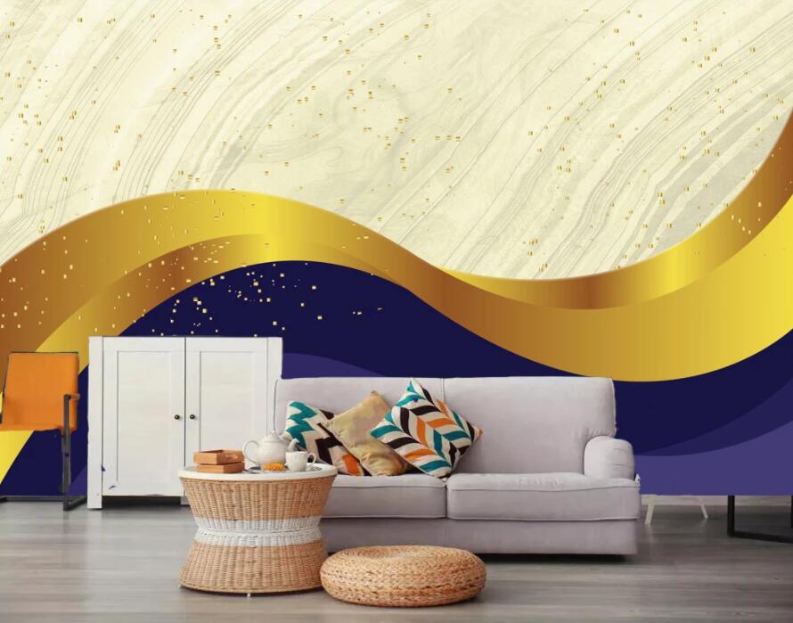 3D Golden Wave 1906 Wall Murals Wallpaper AJ Wallpaper 2 