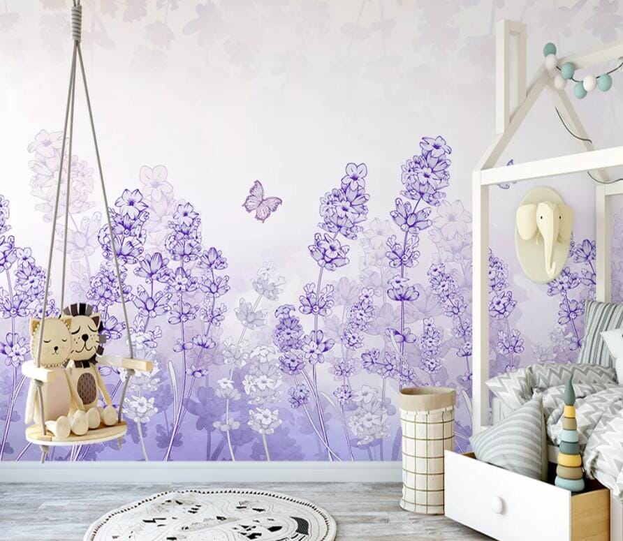 3D Purple Flowers 2547 Wall Murals Wallpaper AJ Wallpaper 2 