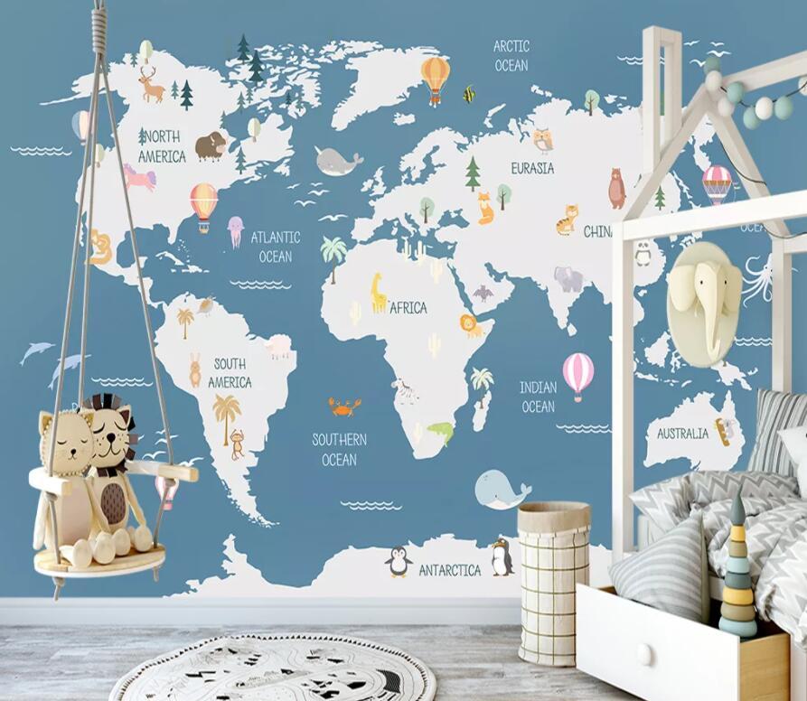 3D Blue Map 1514 Wall Murals Wallpaper AJ Wallpaper 2 