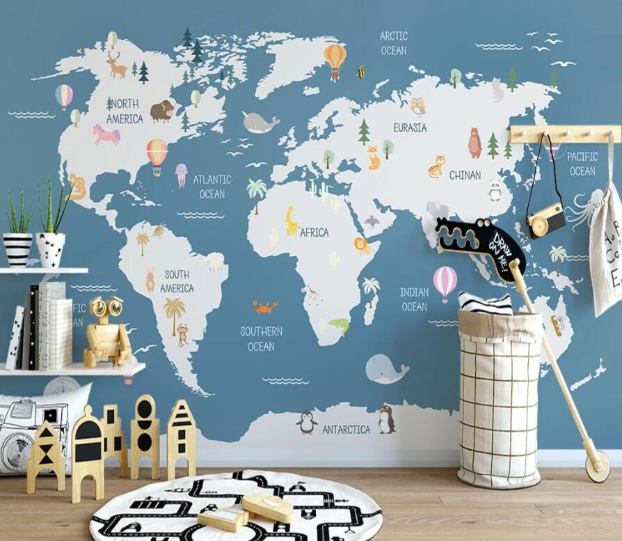 3D Blue Map 1514 Wall Murals Wallpaper AJ Wallpaper 2 