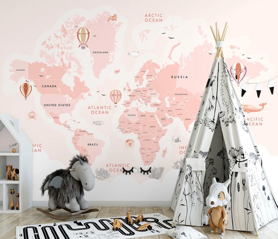 3D Pink Map 1511 Wall Murals Wallpaper AJ Wallpaper 2 
