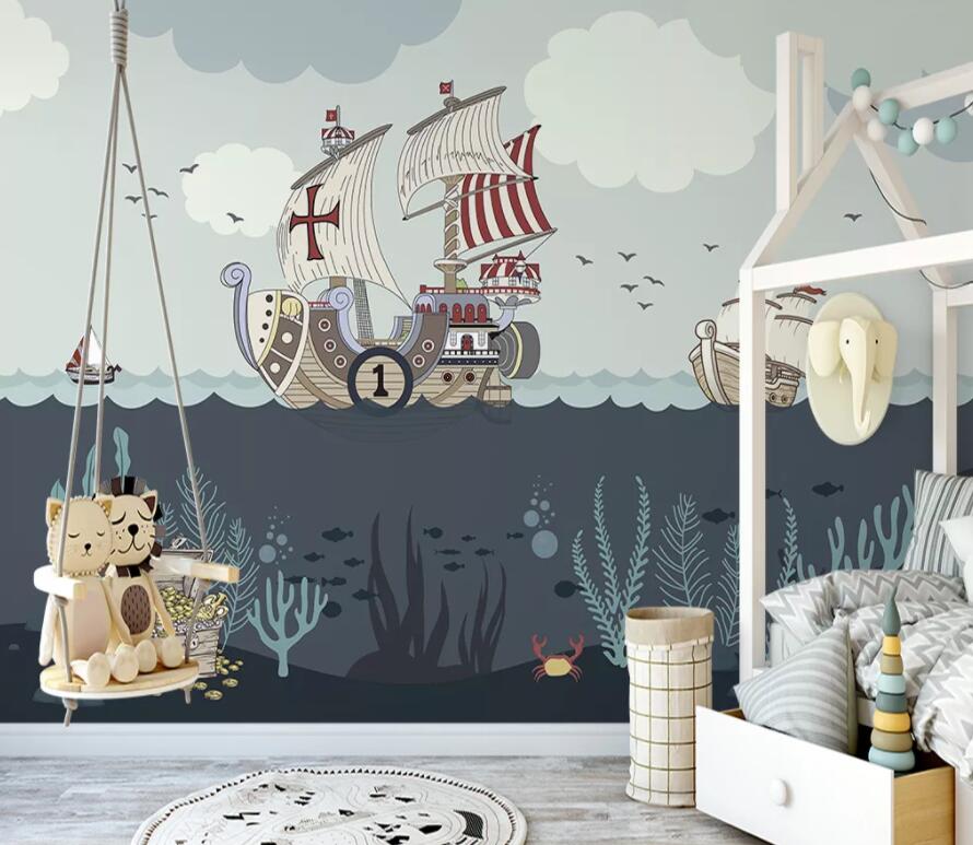 3D Sea Boat 1480 Wall Murals Wallpaper AJ Wallpaper 2 