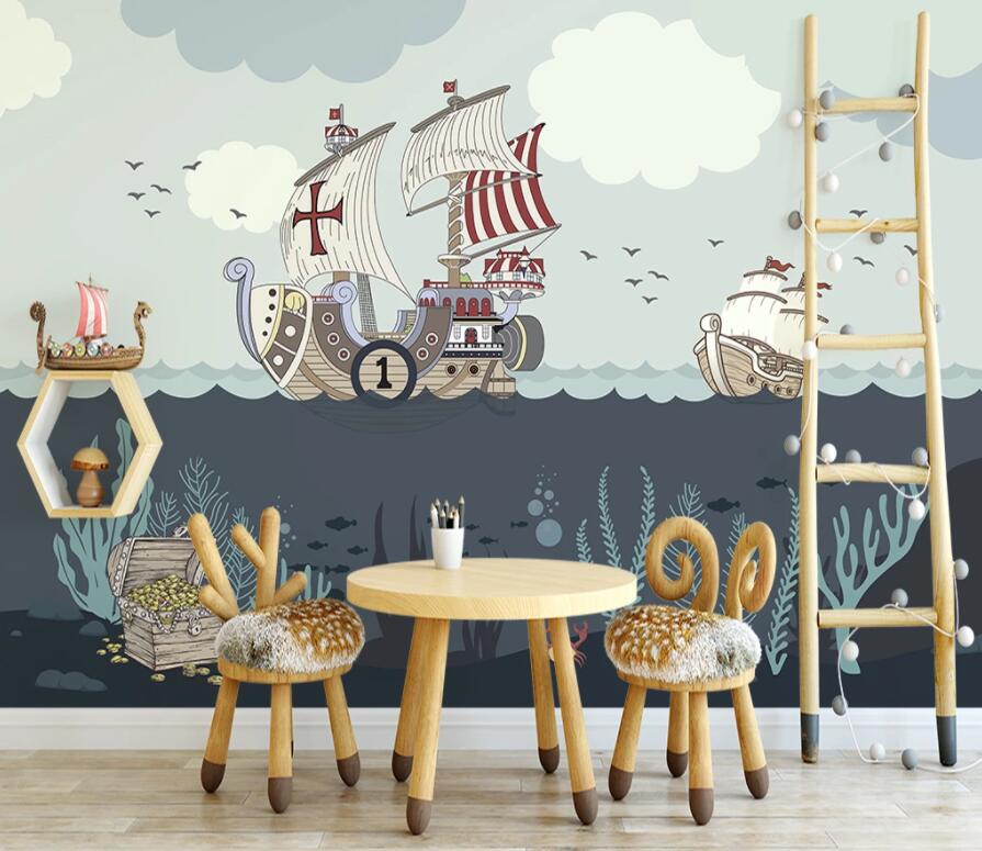 3D Sea Boat 1480 Wall Murals Wallpaper AJ Wallpaper 2 