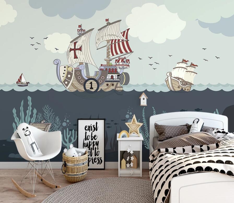 3D Sea Boat 1480 Wall Murals Wallpaper AJ Wallpaper 2 