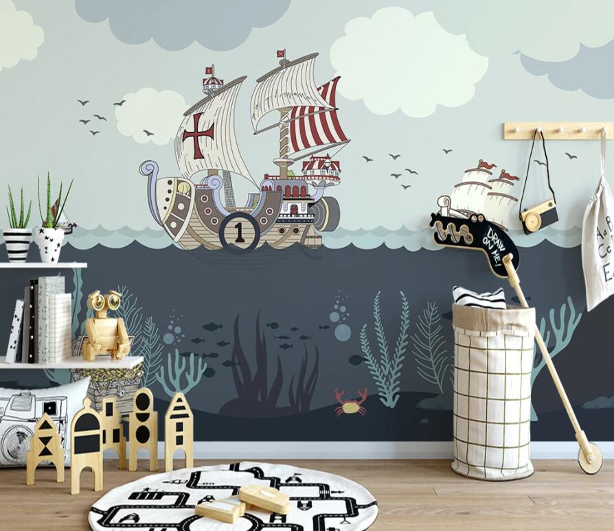 3D Sea Boat 1480 Wall Murals Wallpaper AJ Wallpaper 2 