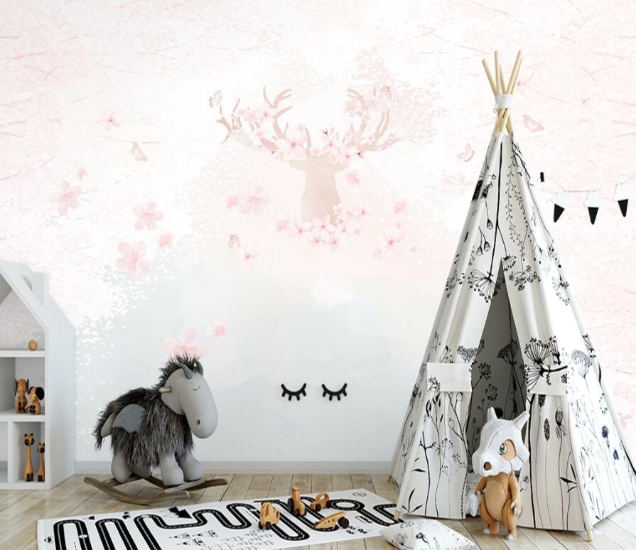 3D Pink Fawn 1470 Wall Murals Wallpaper AJ Wallpaper 2 