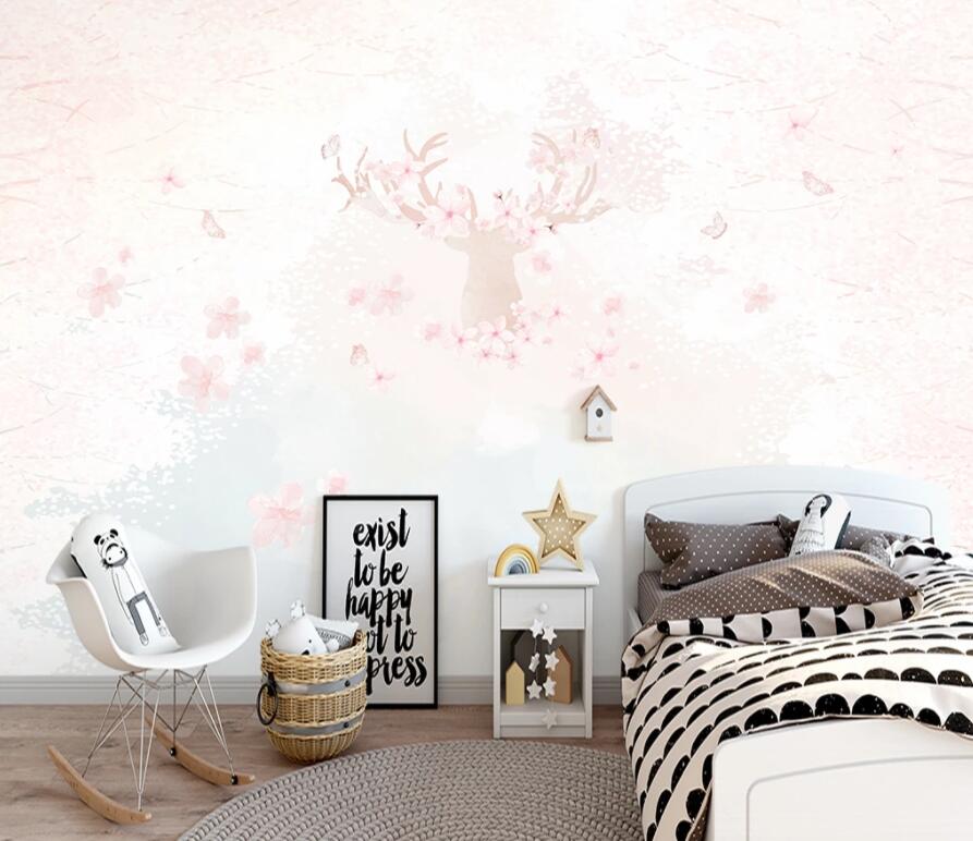 3D Pink Fawn 1470 Wall Murals Wallpaper AJ Wallpaper 2 