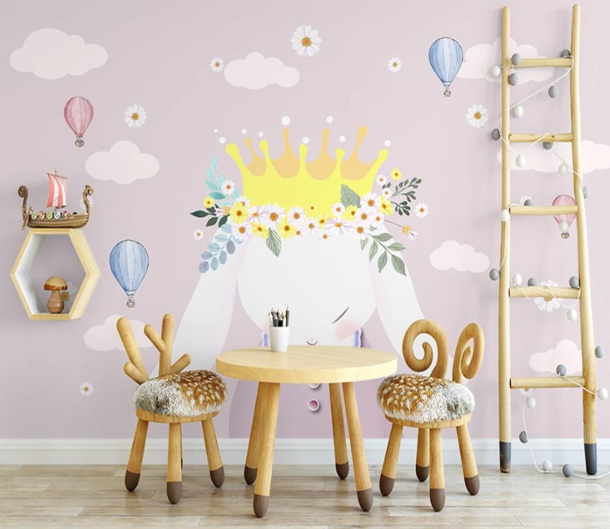 3D Crown Bunny 1449 Wall Murals Wallpaper AJ Wallpaper 2 