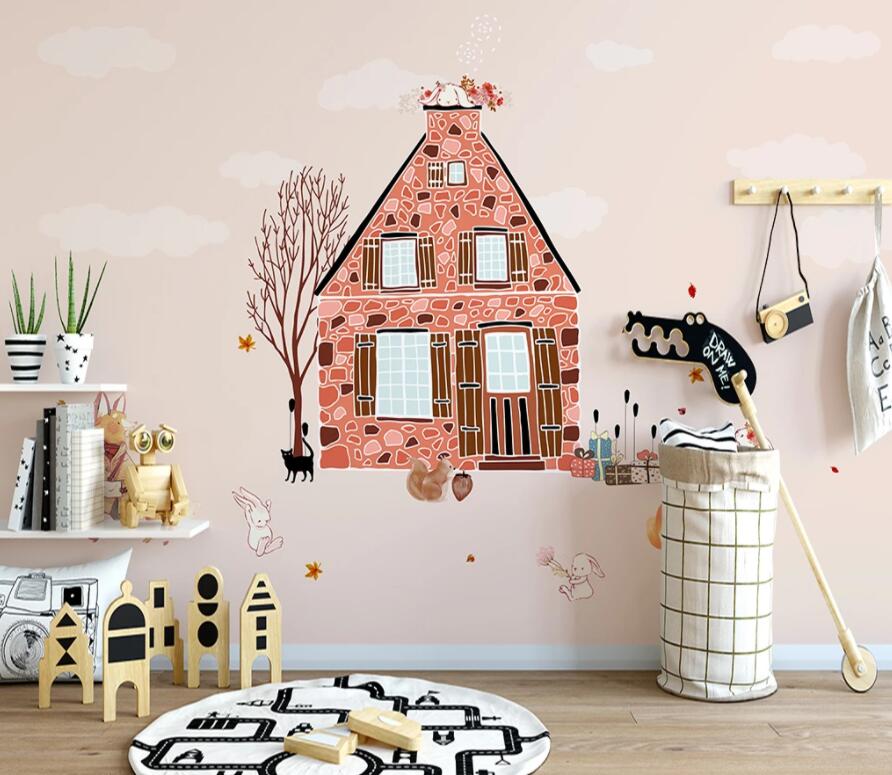 3D Pink House 1445 Wall Murals Wallpaper AJ Wallpaper 2 