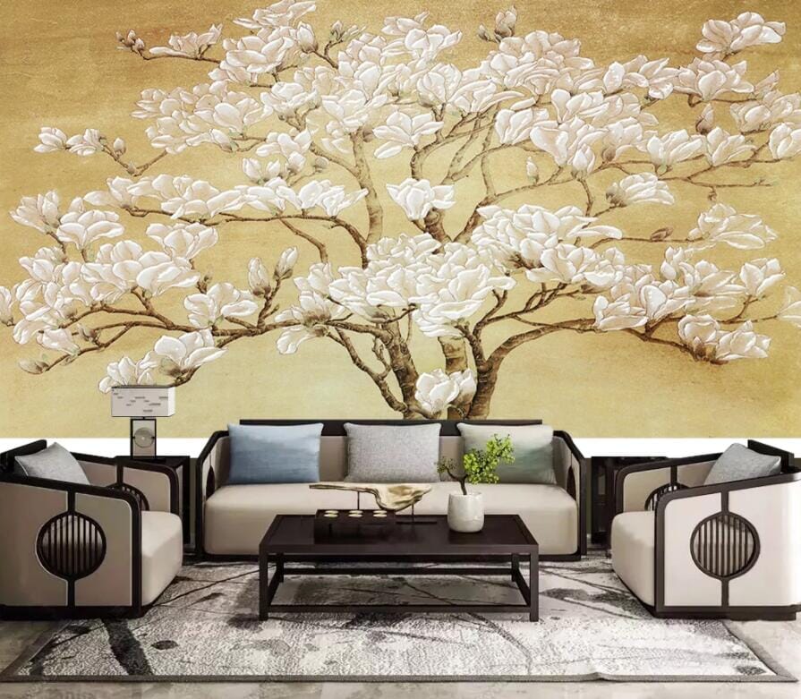 3D White Jade Flower Tree 2198 Wall Murals Wallpaper AJ Wallpaper 2 