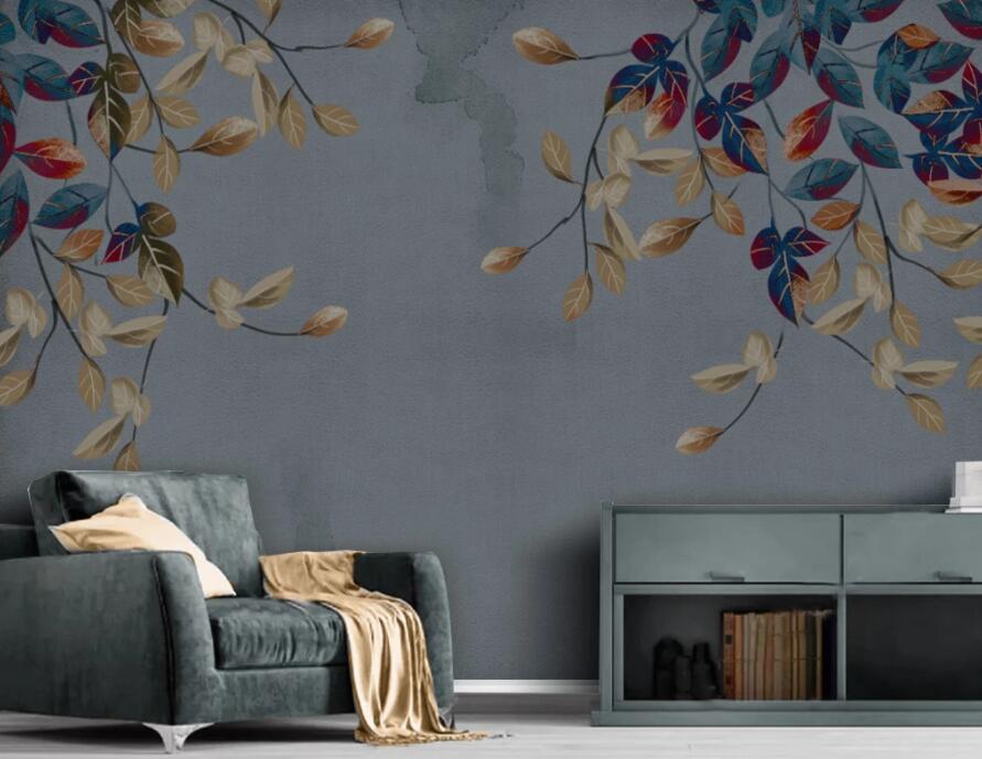 3D Gray Leaves 1292 Wall Murals Wallpaper AJ Wallpaper 2 