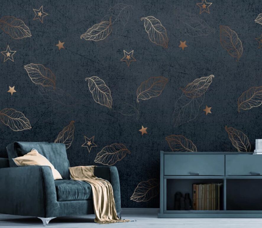 3D Golden Leaves 1566 Wall Murals Wallpaper AJ Wallpaper 2 