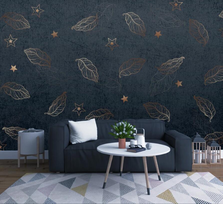 3D Golden Leaves 1566 Wall Murals Wallpaper AJ Wallpaper 2 