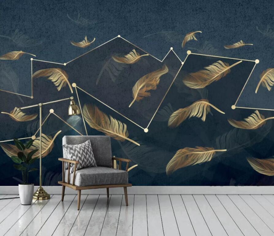 3D Golden Feather 2755 Wall Murals Wallpaper AJ Wallpaper 2 