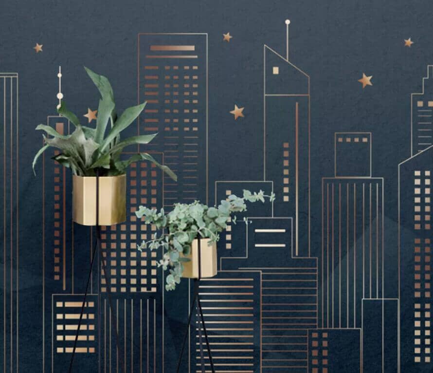 3D Golden Tall Building 2575 Wall Murals Wallpaper AJ Wallpaper 2 