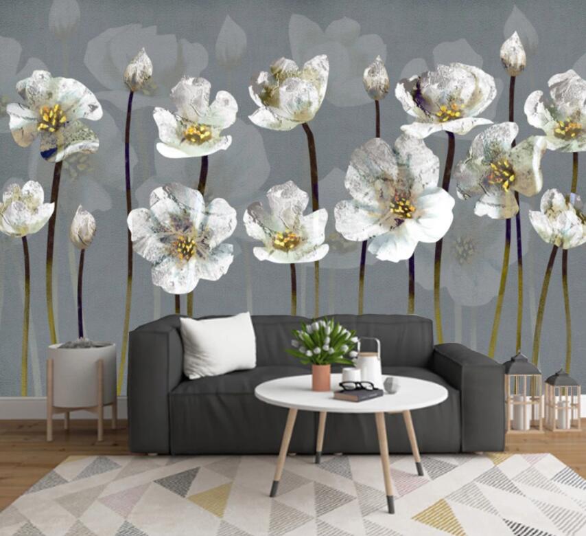3D White Flowers 1508 Wall Murals Wallpaper AJ Wallpaper 2 