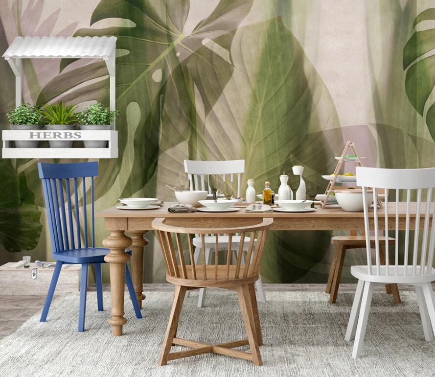 3D Green Leaf 1863 Wall Murals Wallpaper AJ Wallpaper 2 