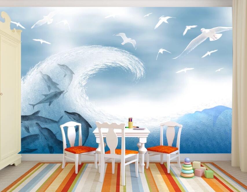 3D Wave Shark 1447 Wall Murals Wallpaper AJ Wallpaper 2 