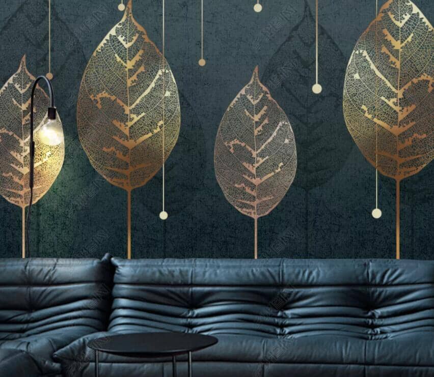3D Golden Leaves 2862 Wall Murals Wallpaper AJ Wallpaper 2 