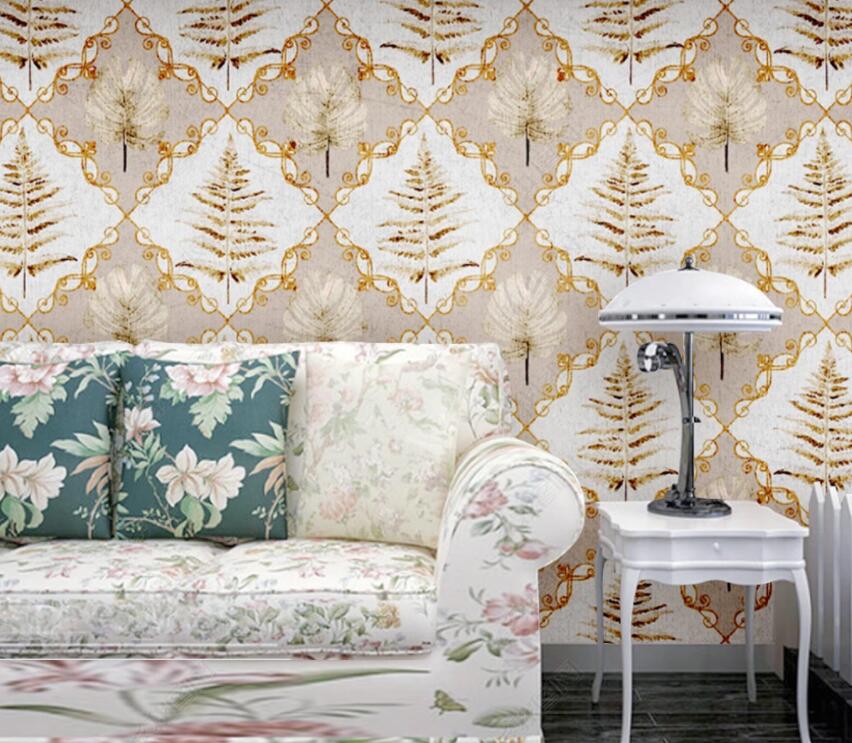 3D Golden Leaves 1878 Wall Murals Wallpaper AJ Wallpaper 2 