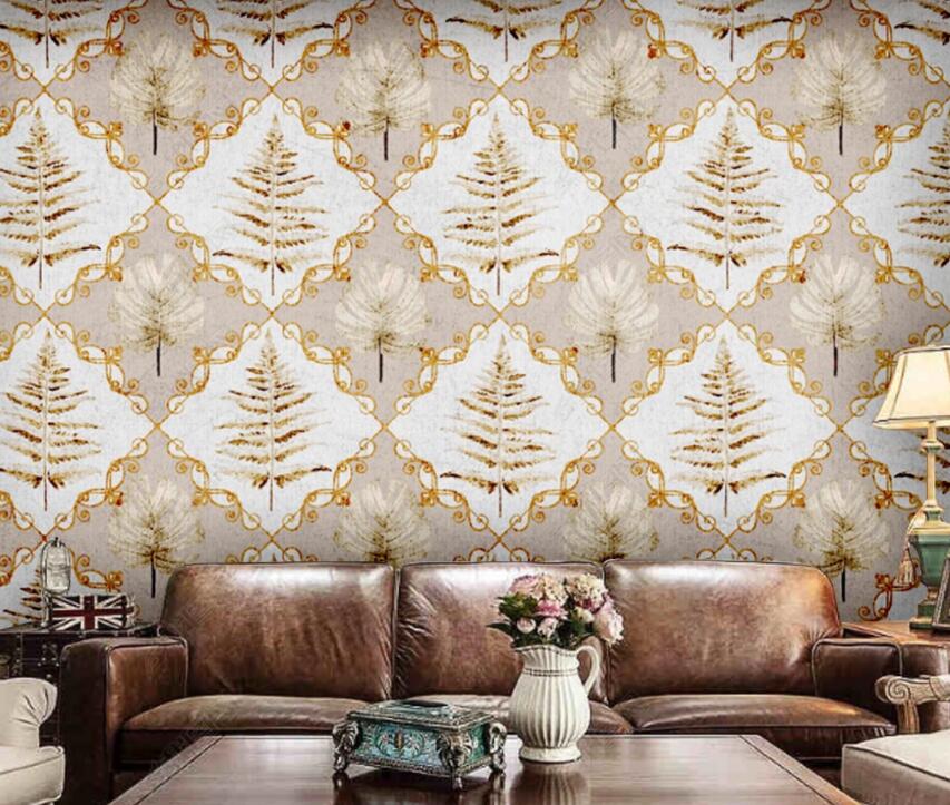 3D Golden Leaves 1878 Wall Murals Wallpaper AJ Wallpaper 2 