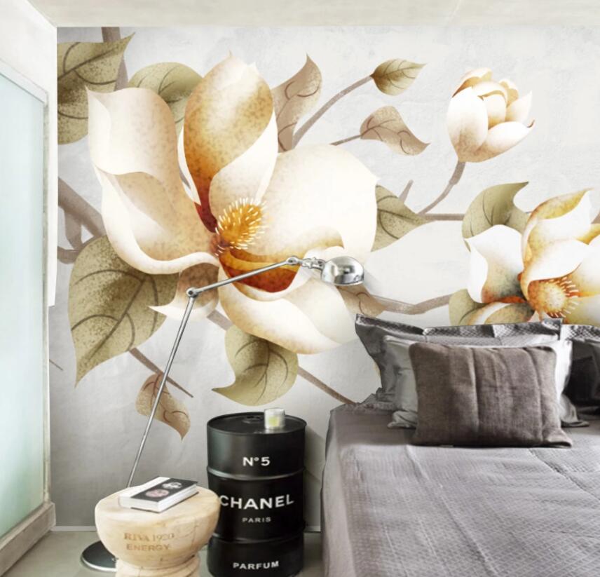 3D White Flowers 1850 Wall Murals Wallpaper AJ Wallpaper 2 