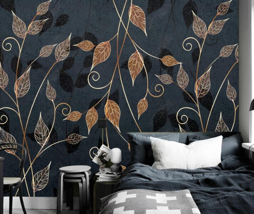 3D Golden Leaves 1806 Wall Murals Wallpaper AJ Wallpaper 2 