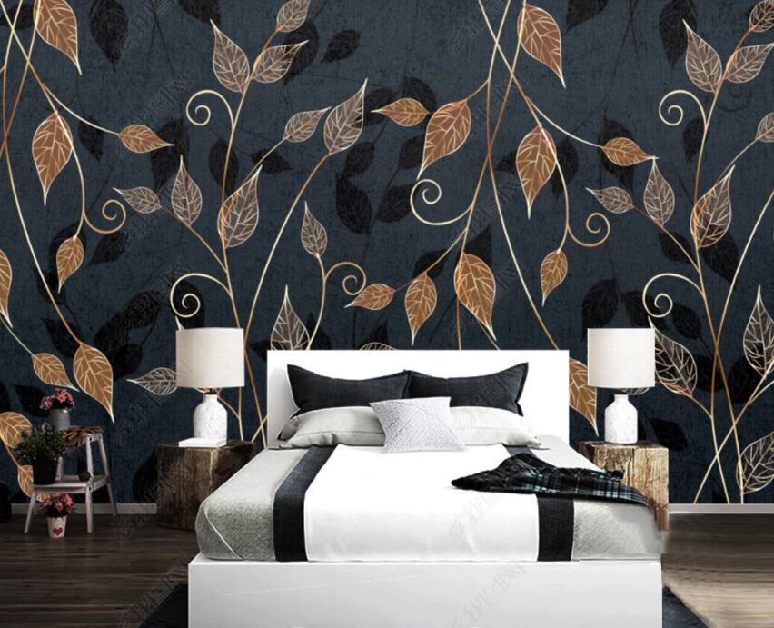 3D Golden Leaves 1806 Wall Murals Wallpaper AJ Wallpaper 2 