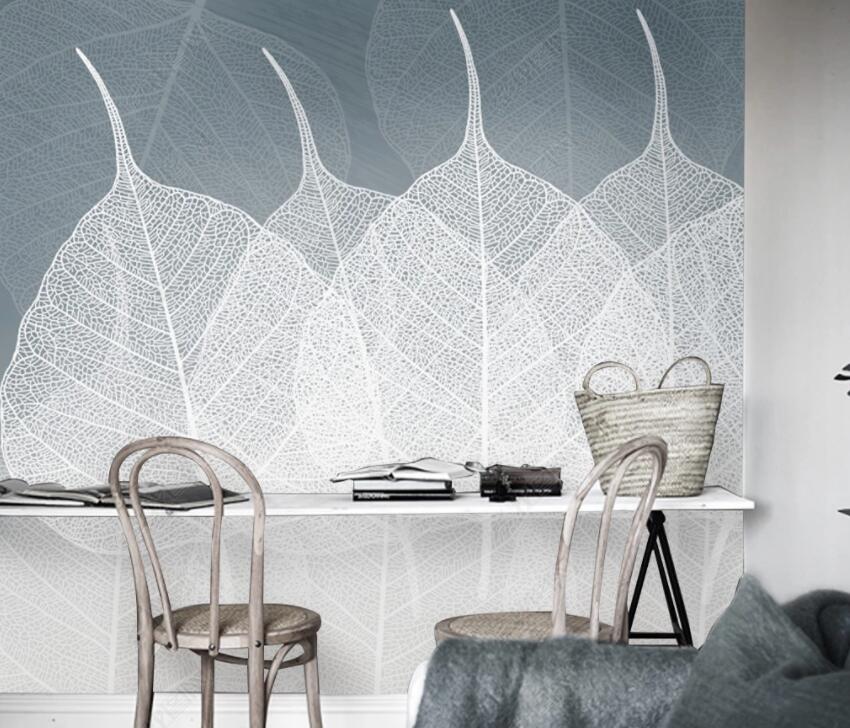 3D White Leaves 1779 Wall Murals Wallpaper AJ Wallpaper 2 