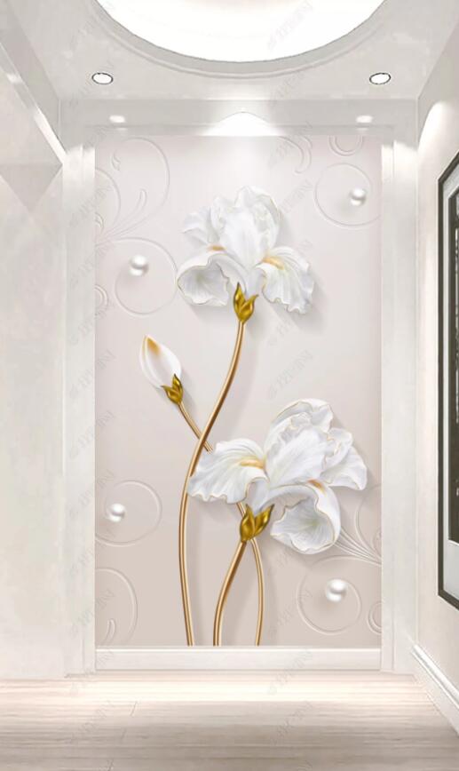3D White Flowers 1032 Wall Murals Wallpaper AJ Wallpaper 2 