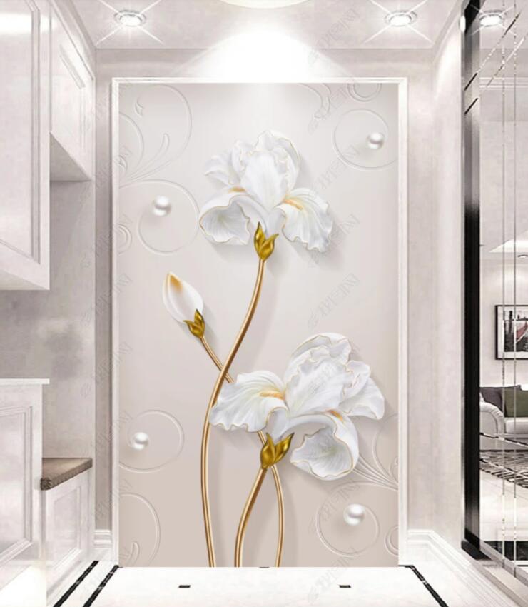 3D White Flowers 1032 Wall Murals Wallpaper AJ Wallpaper 2 