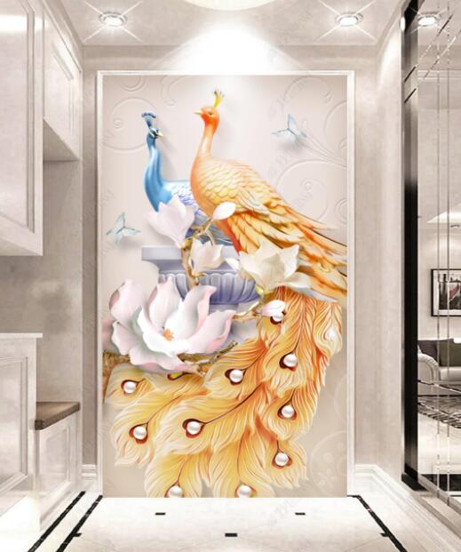 3D Colored Peacock 1031 Wall Murals Wallpaper AJ Wallpaper 2 