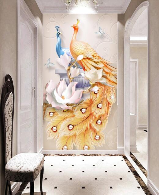 3D Colored Peacock 1031 Wall Murals Wallpaper AJ Wallpaper 2 